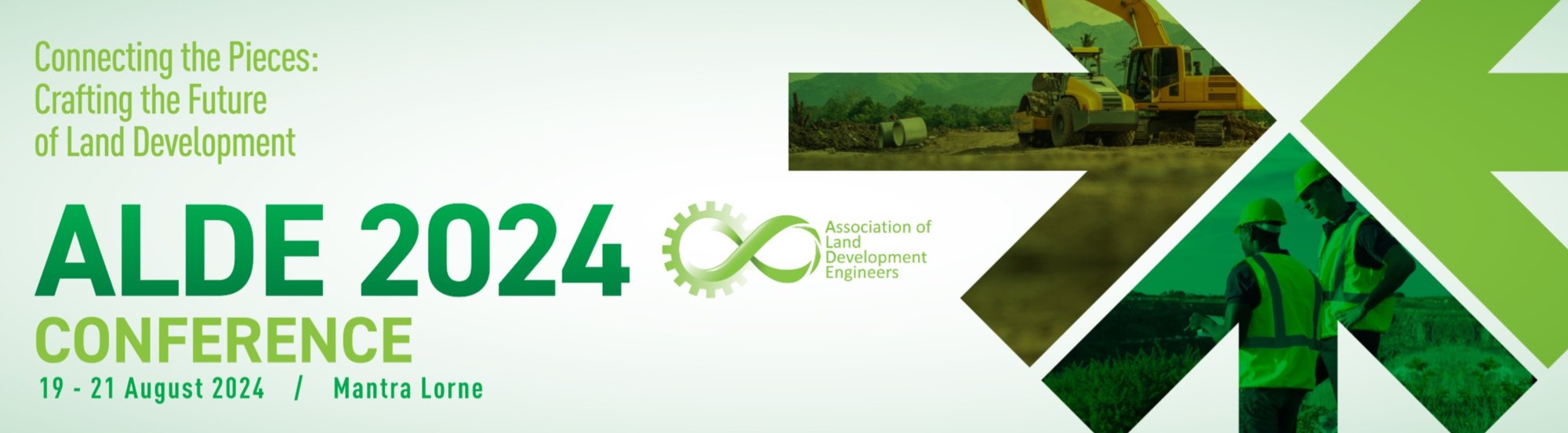 ALDE 2024 Conference banner: Connecting the Pieces, Crafting the Future of Land Development, 19 to 21 August 2024, Mantra Lorne